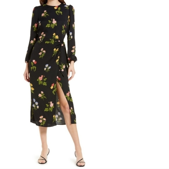 Reformation Reza Midnight Bloom Midi Dress - Picture 1 of 9